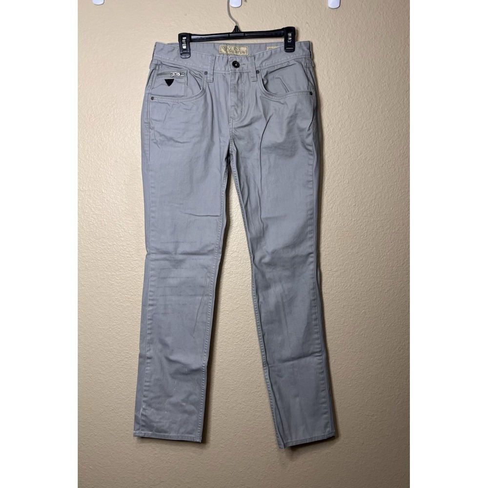 Guess Mens Jeans 32 X 32 Lincoln Slim Straight Gray Waxed Denim Stretch Pockets